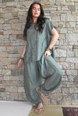 Lalli Damask Asymmetric Panel Top Khaki